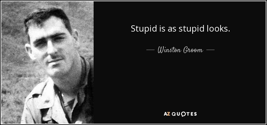 Stupid is as stupid looks. - Winston Groom