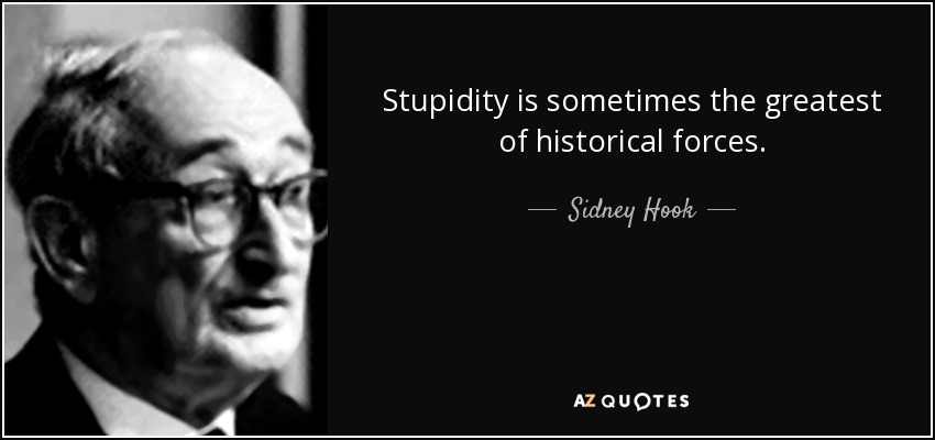 Stupidity is sometimes the greatest of historical forces. - Sidney Hook