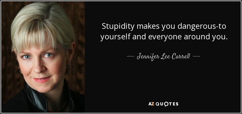 Stupidity makes you dangerous-to yourself and everyone around you. - Jennifer Lee Carrell