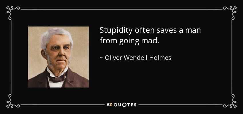 Stupidity often saves a man from going mad. - Oliver Wendell Holmes Sr. 