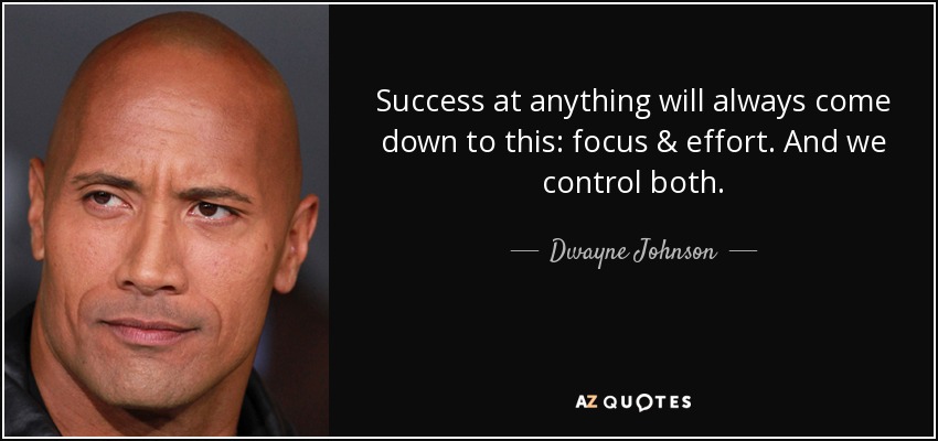 Success at anything will always come down to this: focus & effort. And we control both. - Dwayne Johnson