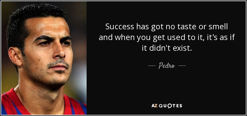 Success has got no taste or smell and when you get used to it, it's as if it didn't exist. - Pedro