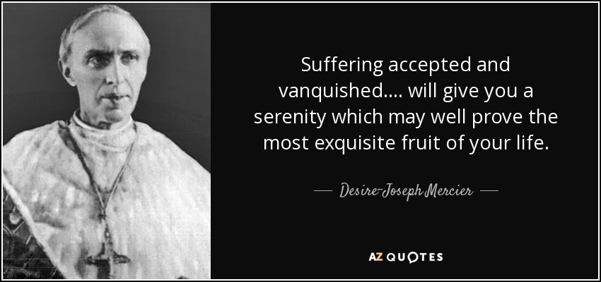 Suffering accepted and vanquished. . . . will give you a serenity which may well prove the most exquisite fruit of your life. - Desire-Joseph Mercier