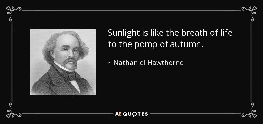 Sunlight is like the breath of life to the pomp of autumn. - Nathaniel Hawthorne