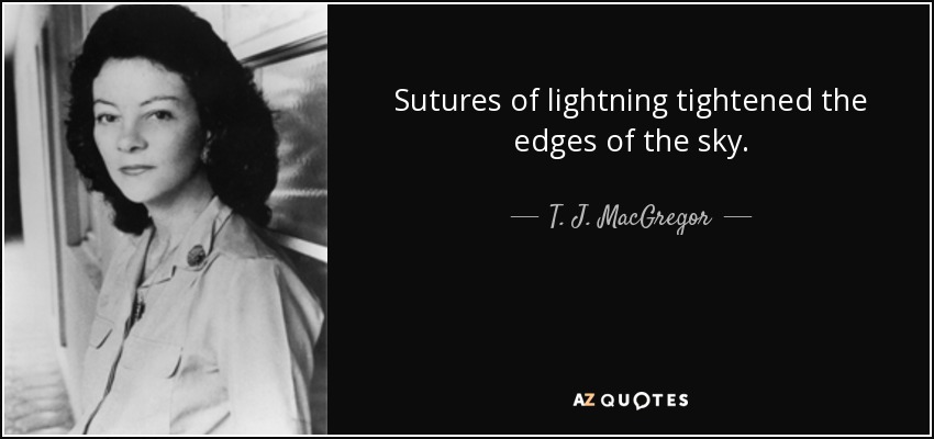 Sutures of lightning tightened the edges of the sky. - T. J. MacGregor