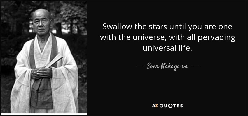 Swallow the stars until you are one with the universe, with all-pervading universal life. - Soen Nakagawa