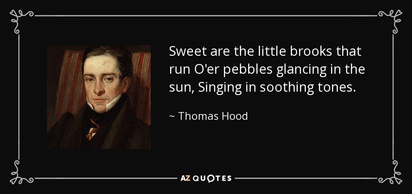 Sweet are the little brooks that run O'er pebbles glancing in the sun, Singing in soothing tones. - Thomas Hood