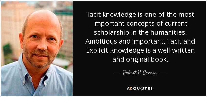 Tacit knowledge is one of the most important concepts of current scholarship in the humanities. Ambitious and important, Tacit and Explicit Knowledge is a well-written and original book. - Robert P. Crease