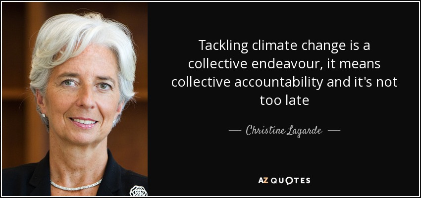 Tackling climate change is a collective endeavour, it means collective accountability and it's not too late - Christine Lagarde