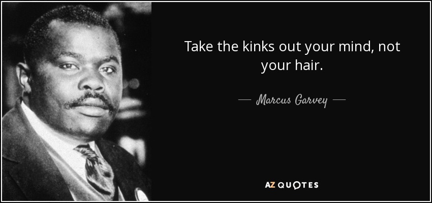 Take the kinks out your mind, not your hair. - Marcus Garvey