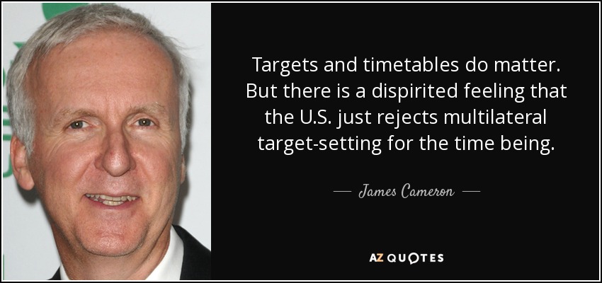 Targets and timetables do matter. But there is a dispirited feeling that the U.S. just rejects multilateral target-setting for the time being. - James Cameron