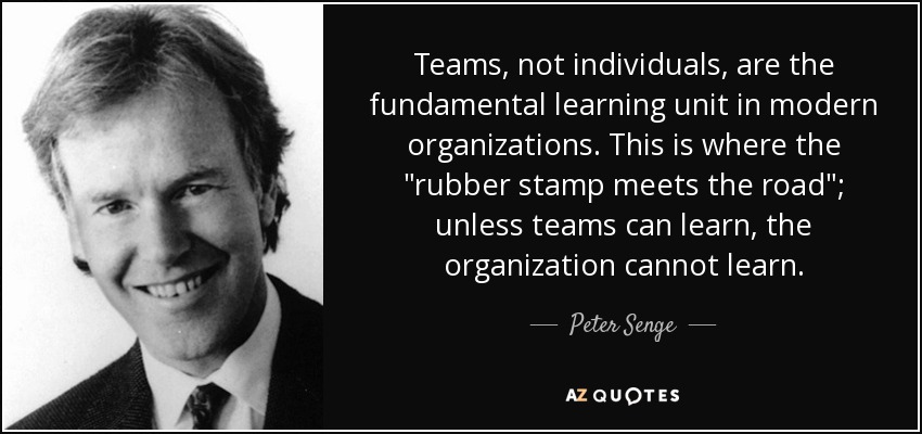 Teams, not individuals, are the fundamental learning unit in modern organizations. This is where the 