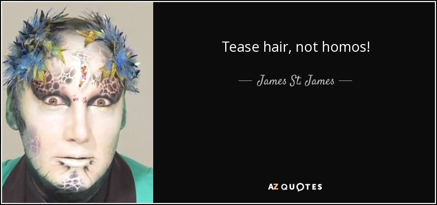 Tease hair, not homos! - James St. James