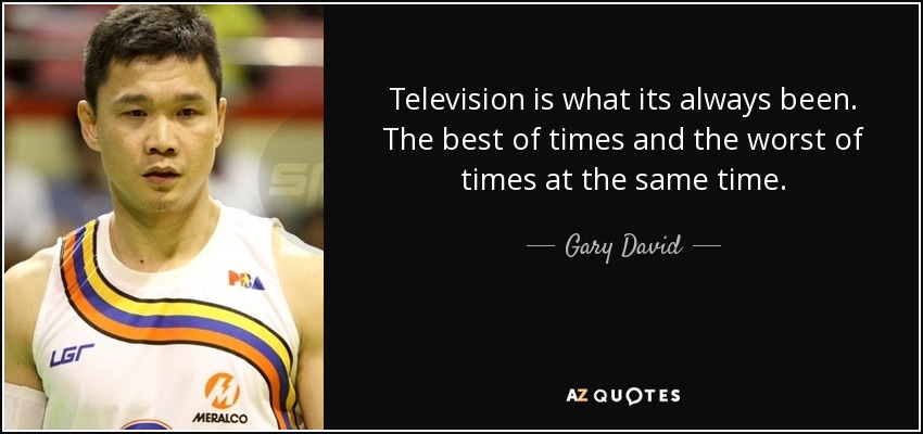 Television is what its always been. The best of times and the worst of times at the same time. - Gary David