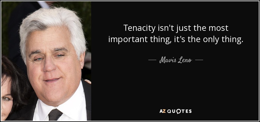 Tenacity isn't just the most important thing, it's the only thing. - Mavis Leno