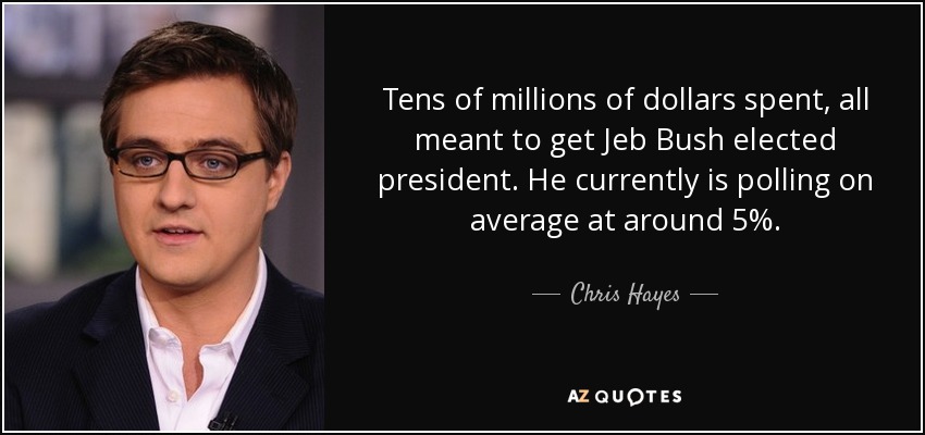 Tens of millions of dollars spent, all meant to get Jeb Bush elected president. He currently is polling on average at around 5%. - Chris Hayes