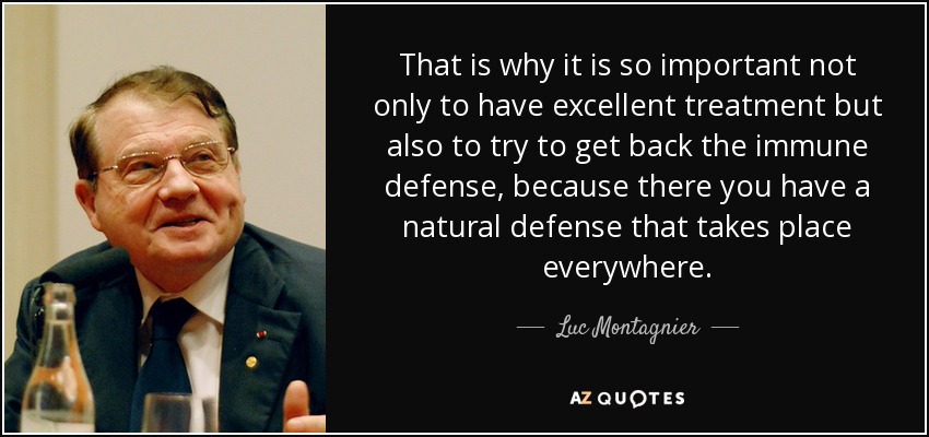 That is why it is so important not only to have excellent treatment but also to try to get back the immune defense, because there you have a natural defense that takes place everywhere. - Luc Montagnier
