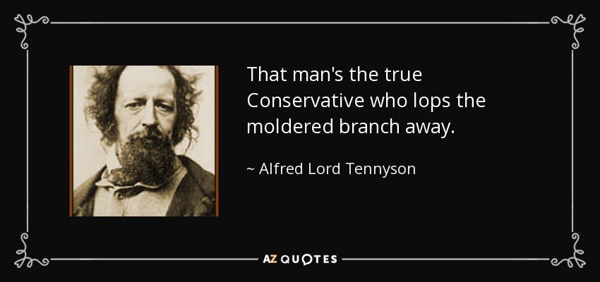 That man's the true Conservative who lops the moldered branch away. - Alfred Lord Tennyson