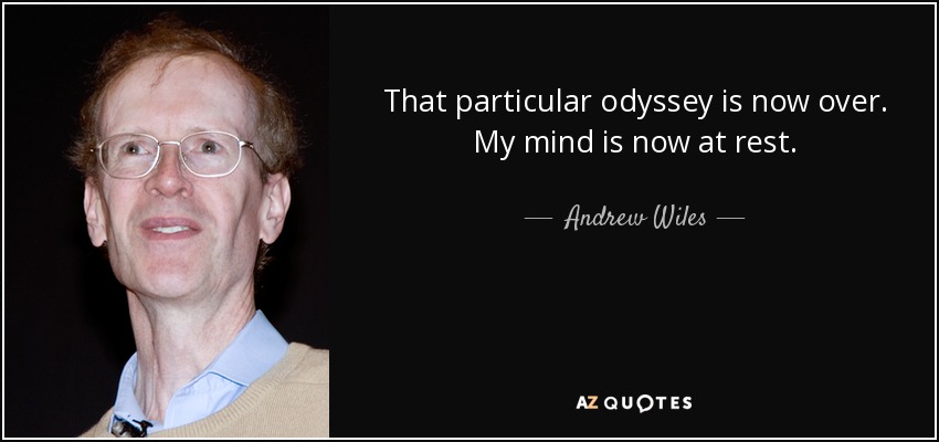 That particular odyssey is now over. My mind is now at rest. - Andrew Wiles