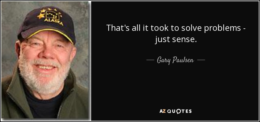 That's all it took to solve problems - just sense. - Gary Paulsen