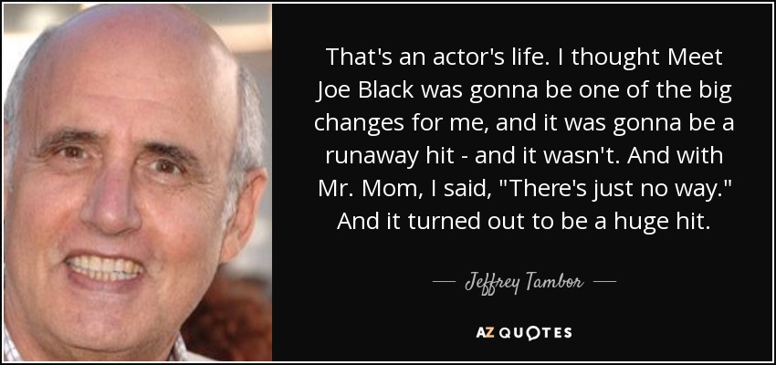 That's an actor's life. I thought Meet Joe Black was gonna be one of the big changes for me, and it was gonna be a runaway hit - and it wasn't. And with Mr. Mom, I said, 