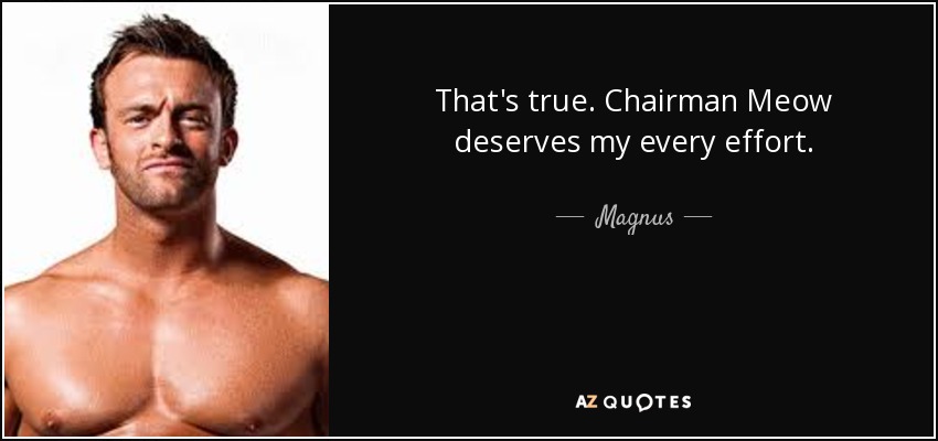 That's true. Chairman Meow deserves my every effort. - Magnus
