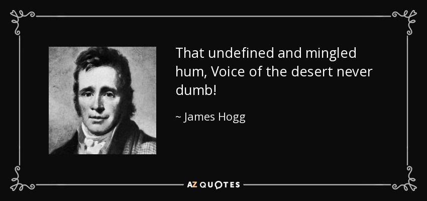 That undefined and mingled hum, Voice of the desert never dumb! - James Hogg