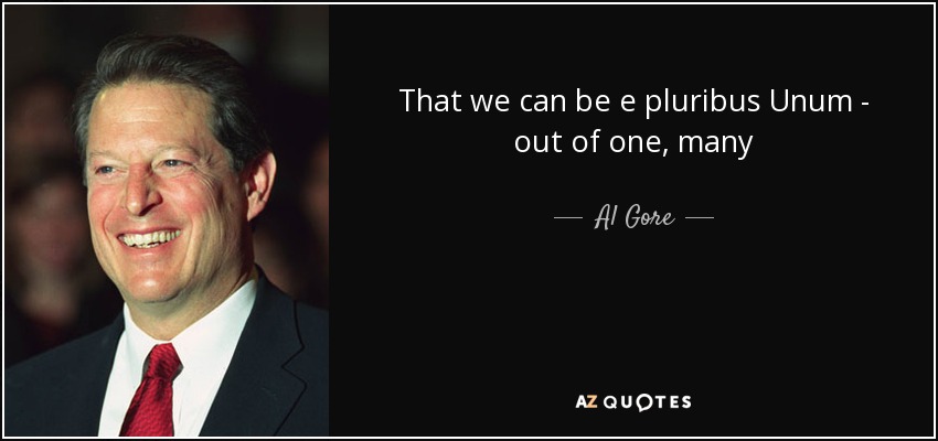 That we can be e pluribus Unum - out of one, many - Al Gore