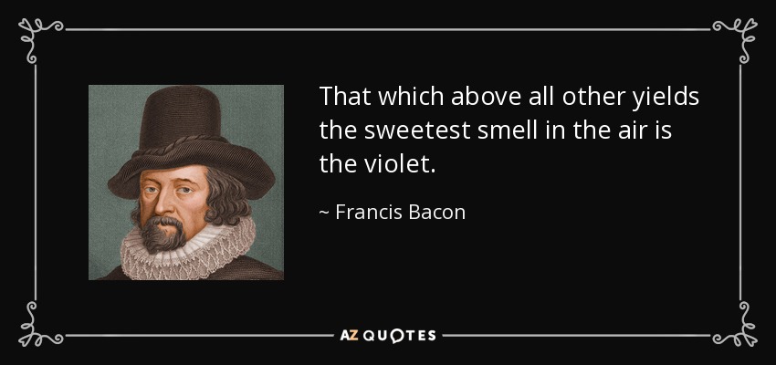 That which above all other yields the sweetest smell in the air is the violet. - Francis Bacon