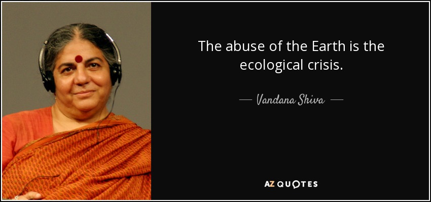 The abuse of the Earth is the ecological crisis. - Vandana Shiva