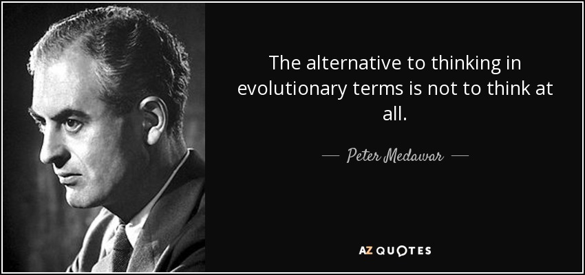The alternative to thinking in evolutionary terms is not to think at all. - Peter Medawar