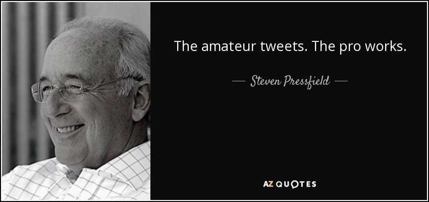 The amateur tweets. The pro works. - Steven Pressfield