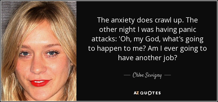 The anxiety does crawl up. The other night I was having panic attacks: 'Oh, my God, what's going to happen to me? Am I ever going to have another job? - Chloe Sevigny