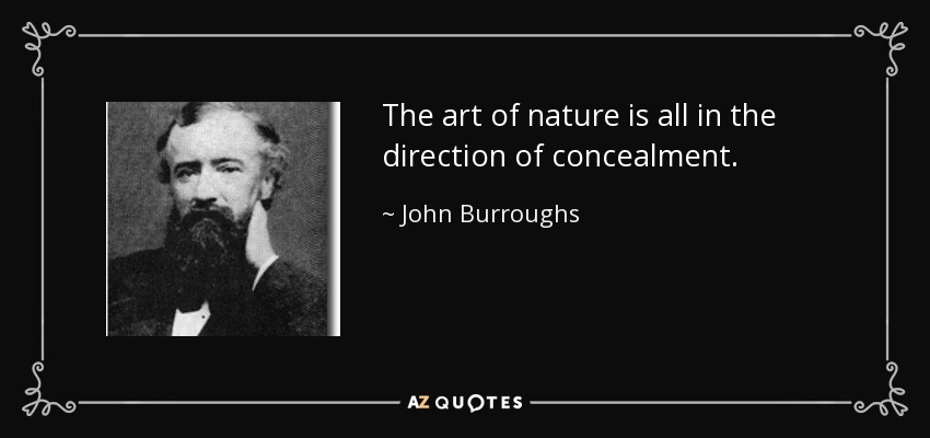 The art of nature is all in the direction of concealment. - John Burroughs