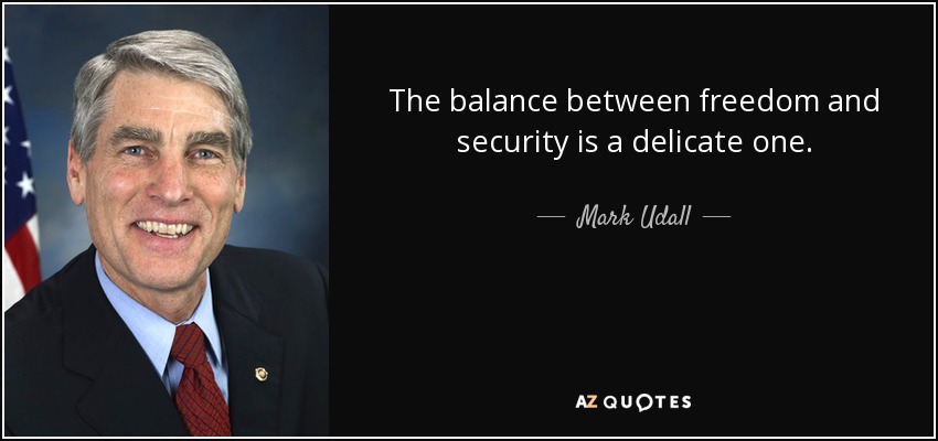 The balance between freedom and security is a delicate one. - Mark Udall