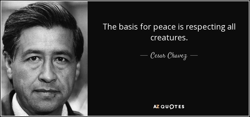 The basis for peace is respecting all creatures. - Cesar Chavez