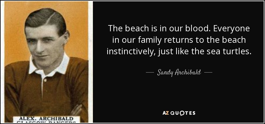 The beach is in our blood. Everyone in our family returns to the beach instinctively, just like the sea turtles. - Sandy Archibald