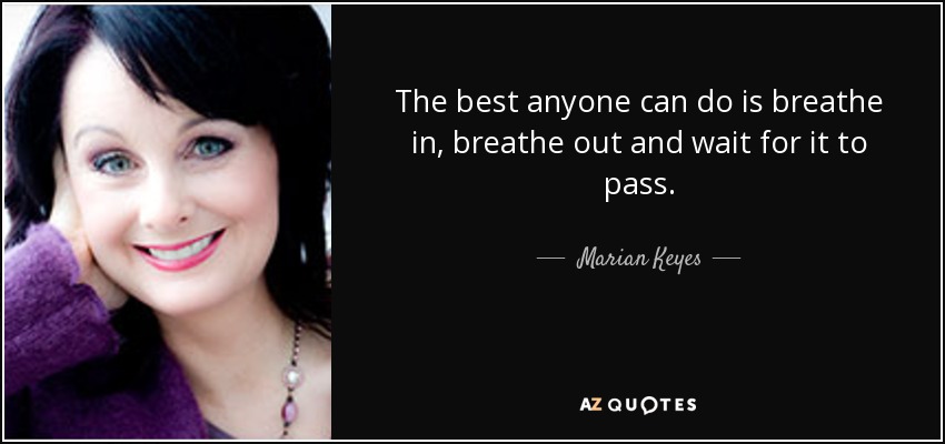 The best anyone can do is breathe in, breathe out and wait for it to pass. - Marian Keyes