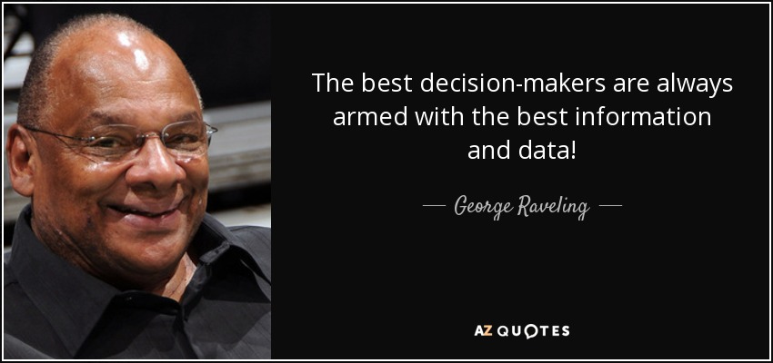The best decision-makers are always armed with the best information and data! - George Raveling