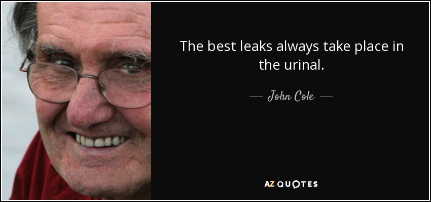 The best leaks always take place in the urinal. - John Cole