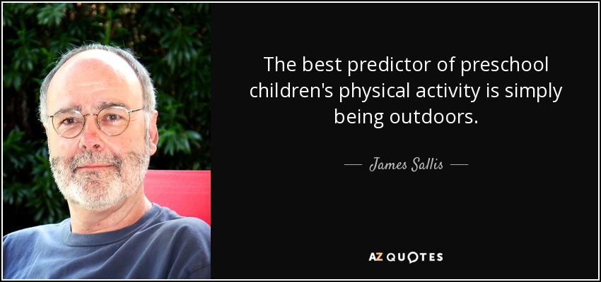 The best predictor of preschool children's physical activity is simply being outdoors. - James Sallis