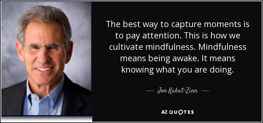 The best way to capture moments is to pay attention. This is how we cultivate mindfulness. Mindfulness means being awake. It means knowing what you are doing. - Jon Kabat-Zinn