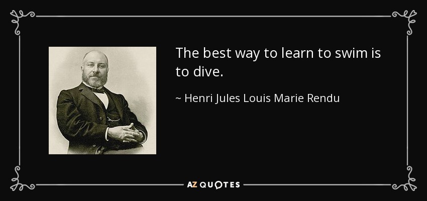The best way to learn to swim is to dive. - Henri Jules Louis Marie Rendu