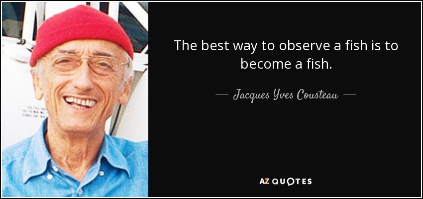 The best way to observe a fish is to become a fish. - Jacques Yves Cousteau