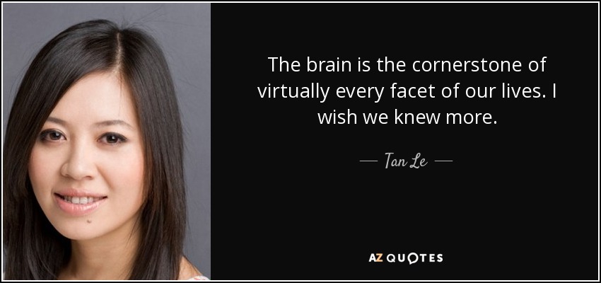 The brain is the cornerstone of virtually every facet of our lives. I wish we knew more. - Tan Le
