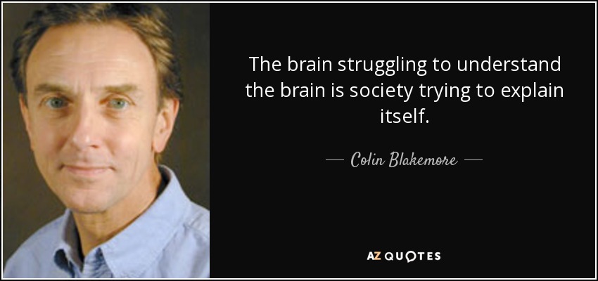 The brain struggling to understand the brain is society trying to explain itself. - Colin Blakemore