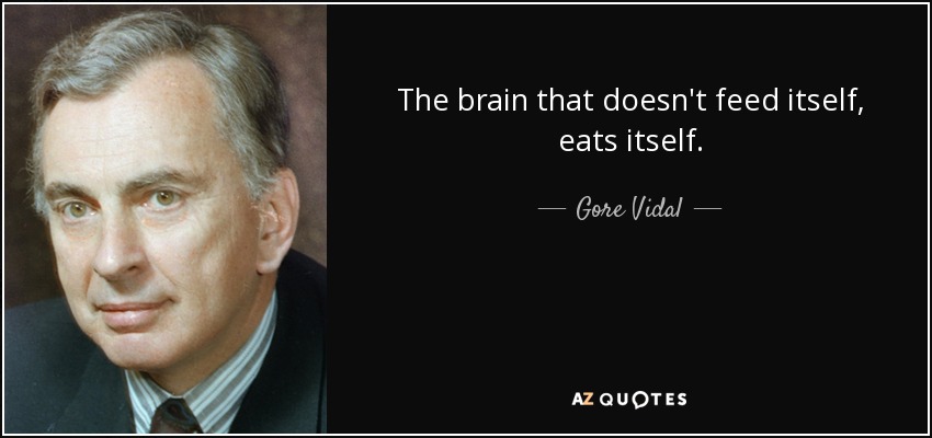 The brain that doesn't feed itself, eats itself. - Gore Vidal