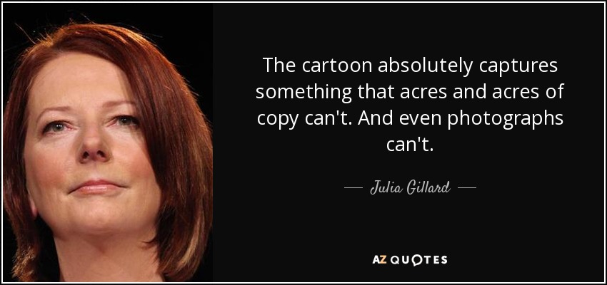 The cartoon absolutely captures something that acres and acres of copy can't. And even photographs can't. - Julia Gillard