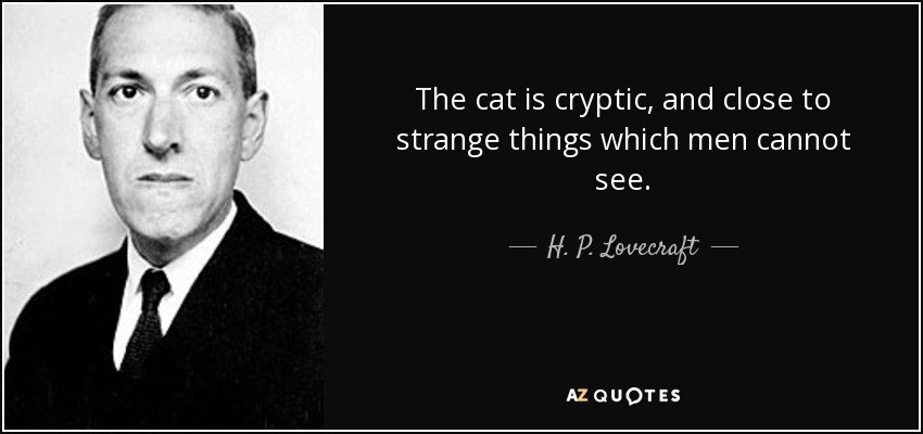 The cat is cryptic, and close to strange things which men cannot see. - H. P. Lovecraft