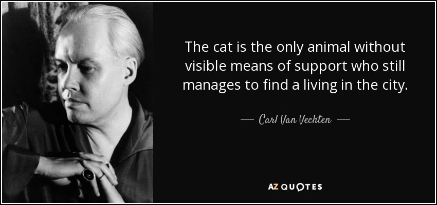The cat is the only animal without visible means of support who still manages to find a living in the city. - Carl Van Vechten